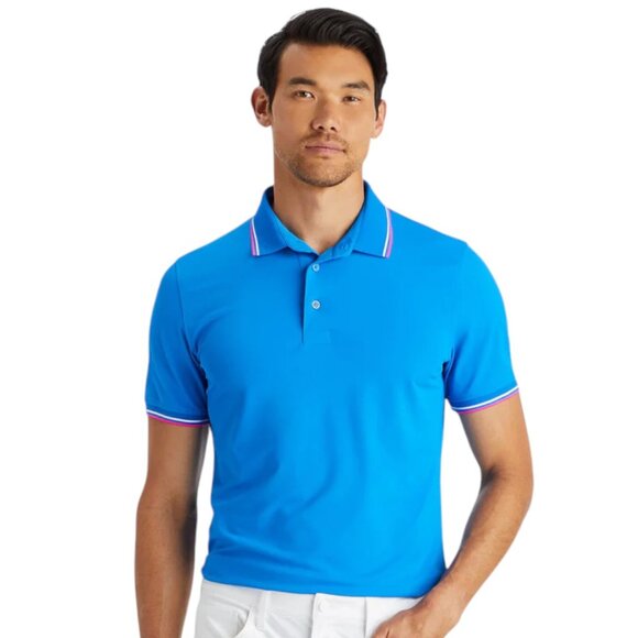 G/FORE Contrast Dual Lines Banded Sleeve Tech Pique Golf Polo New with Tags! - Picture 1 of 12